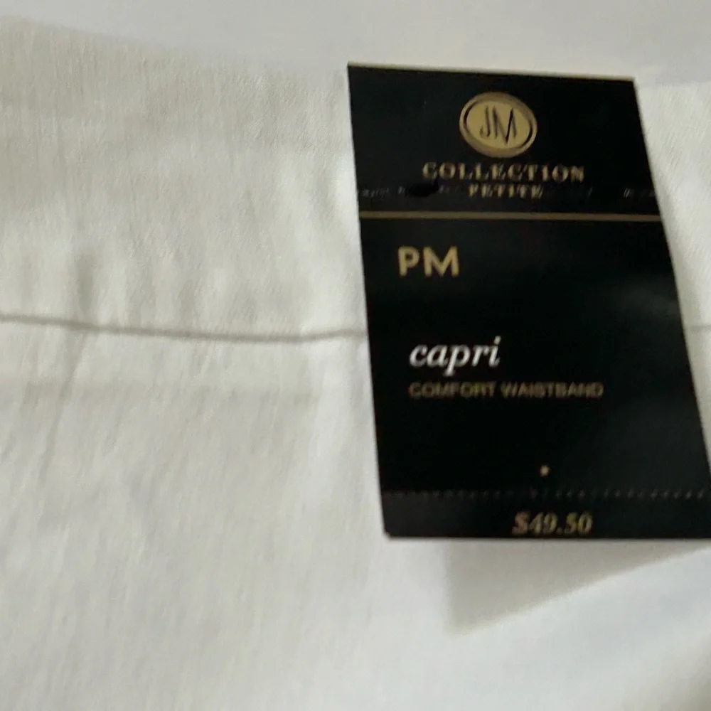 NEW NWT JM Collection Bright White Capri Pants Button Detail Size Petite Medium - Picture 5 of 7